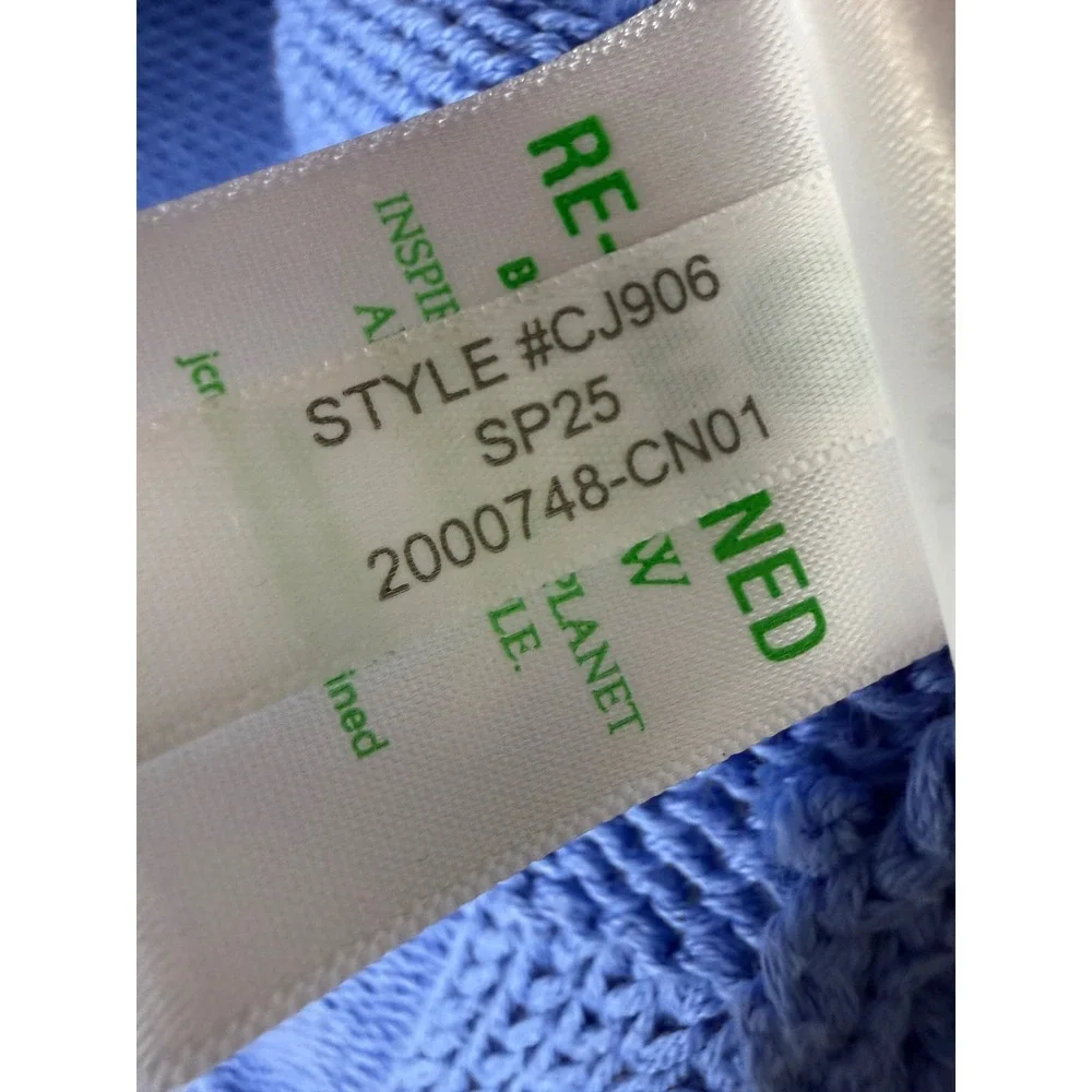 J.Crew Womens Periwinkle Blue Cotton V-Neck Shaker Stitch Sweater CJ906 Small